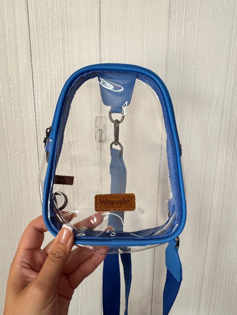 Wrangler Clear Blue Crossbody Stadium Bag Transparent PVC Zip Around Purse